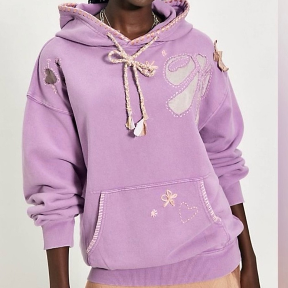 NWT Free People x We The Free Love Letters Hoodie 💜 Lavender - Picture 15 of 16